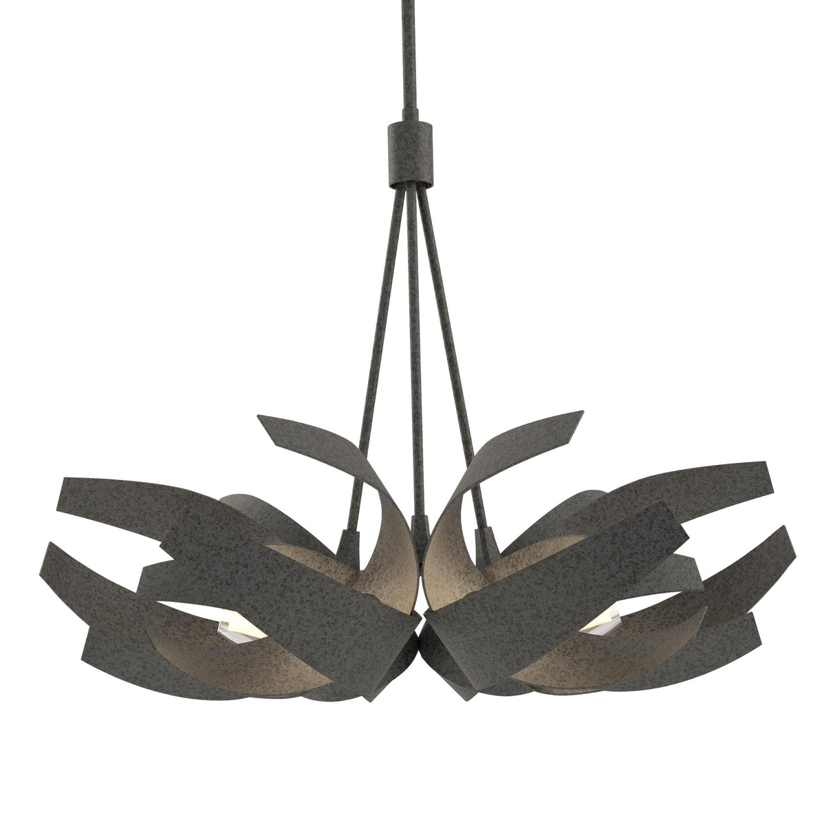 Hubbardton Forge 2012 Natural Iron Clear Glass with Frosted Diffuser (YE) Multi Corona Pendant