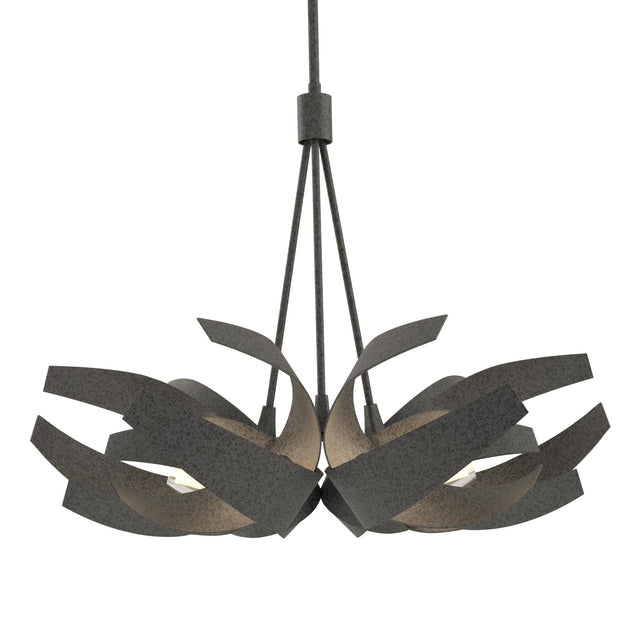 Hubbardton Forge 2012 Natural Iron Clear Glass with Frosted Diffuser (YE) Multi Corona Pendant