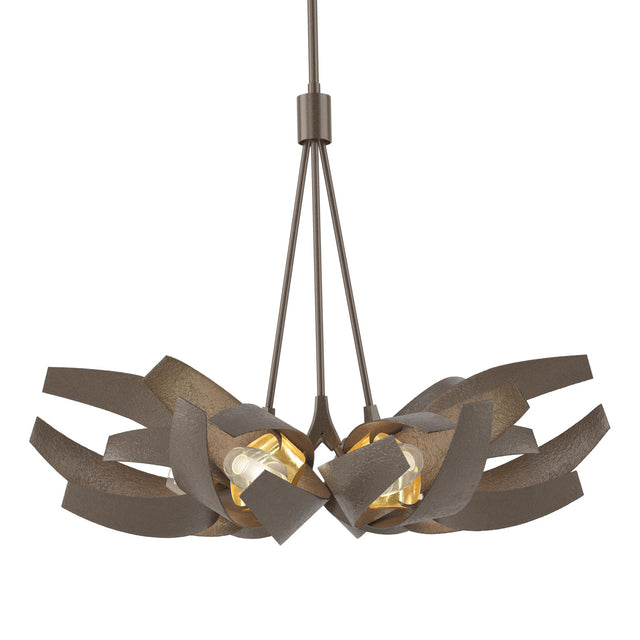 Hubbardton Forge 2020 Bronze Brass Clear Glass with Frosted Diffuser (YE) Multi Corona Brass Accent Pendant
