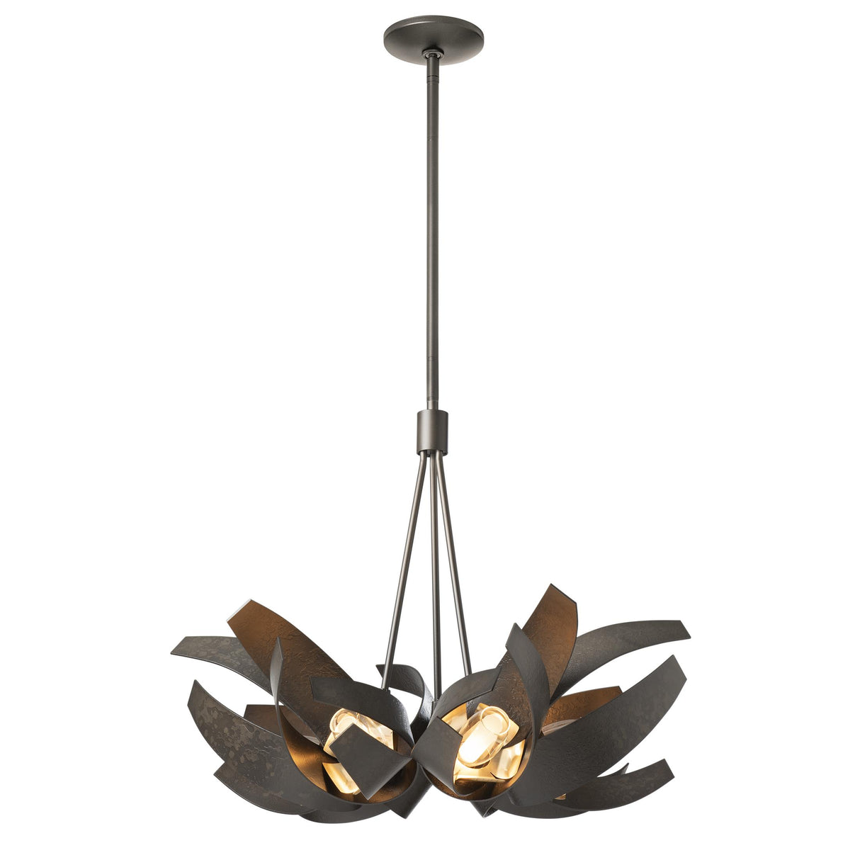 Hubbardton Forge 2020 Dark Smoke Brass Clear Glass with Frosted Diffuser (YE) Multi Corona Brass Accent Pendant