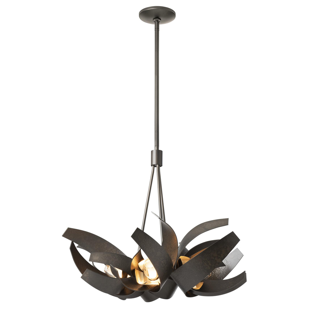 Hubbardton Forge 2020 Dark Smoke Brass Clear Glass with Frosted Diffuser (YE) Multi Corona Brass Accent Pendant