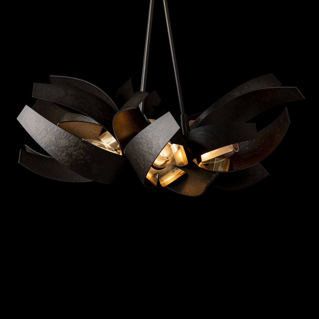 Hubbardton Forge 2020 Dark Smoke Brass Clear Glass with Frosted Diffuser (YE) Multi Corona Brass Accent Pendant