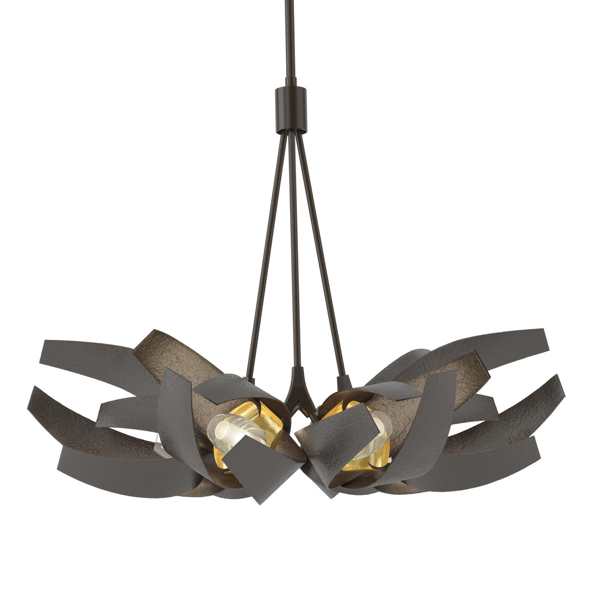 Hubbardton Forge 2020 Oil Rubbed Bronze Brass Clear Glass with Frosted Diffuser (YE) Multi Corona Brass Accent Pendant