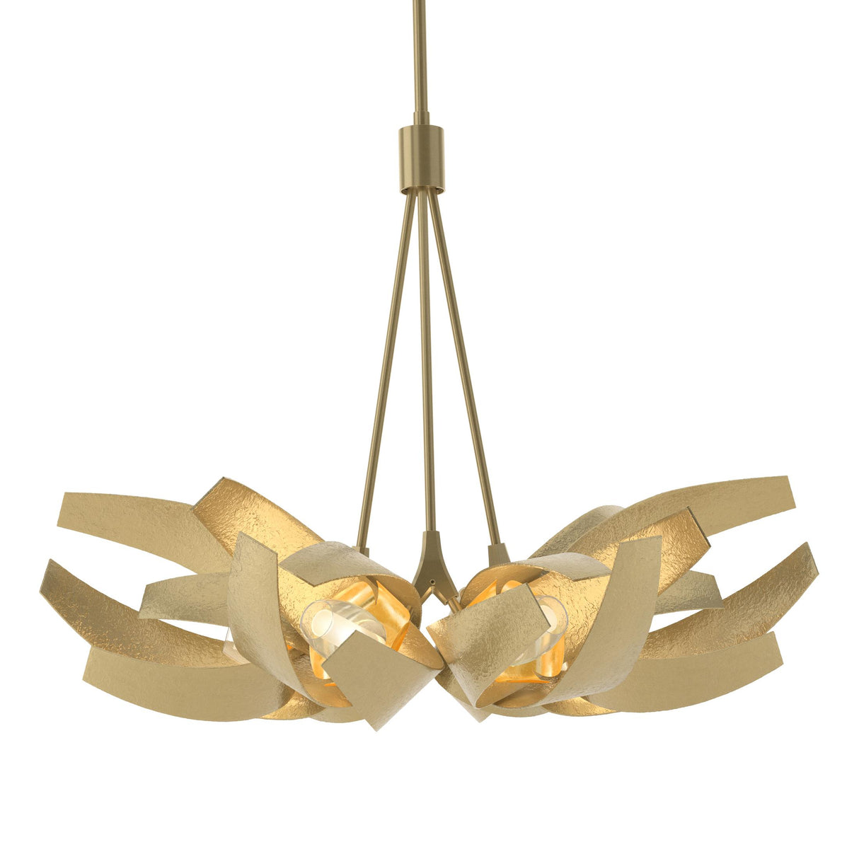 Hubbardton Forge 2020 Modern Brass Brass Clear Glass with Frosted Diffuser (YE) Multi Corona Brass Accent Pendant