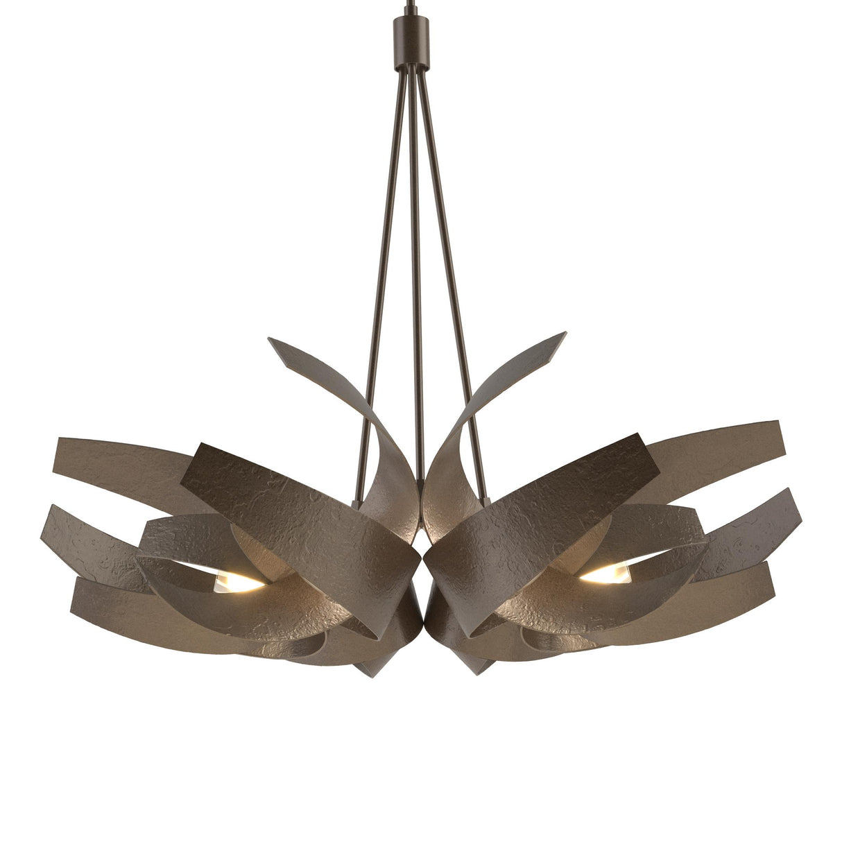 Hubbardton Forge 2014 Bronze Clear Glass with Frosted Diffuser (YE) Multi Corona Large Pendant