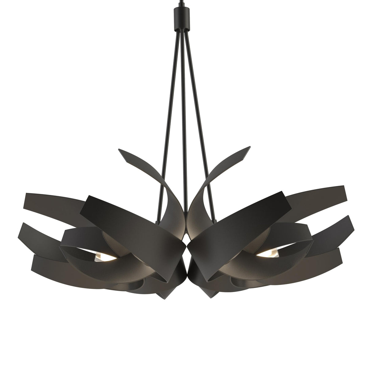 Hubbardton Forge 2014 Black Clear Glass with Frosted Diffuser (YE) Multi Corona Large Pendant