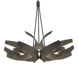 Hubbardton Forge 2014 Natural Iron Clear Glass with Frosted Diffuser (YE) Multi Corona Large Pendant