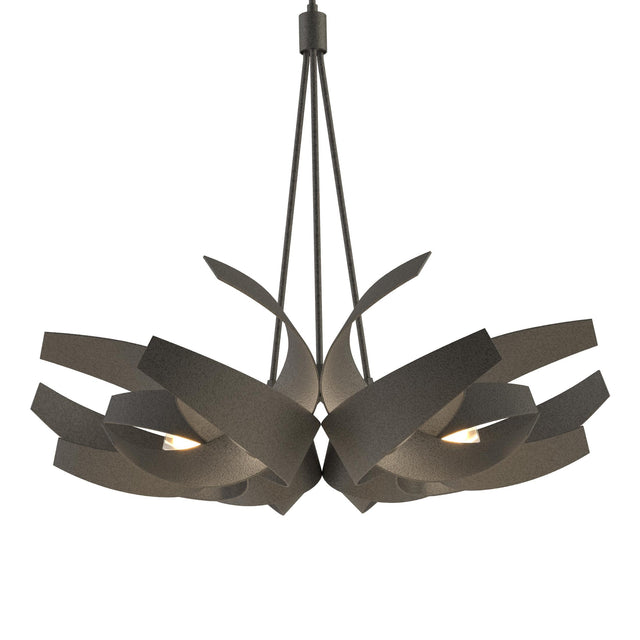 Hubbardton Forge 2014 Natural Iron Clear Glass with Frosted Diffuser (YE) Multi Corona Large Pendant