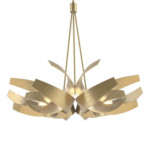 Hubbardton Forge 2014 Modern Brass Clear Glass with Frosted Diffuser (YE) Multi Corona Large Pendant