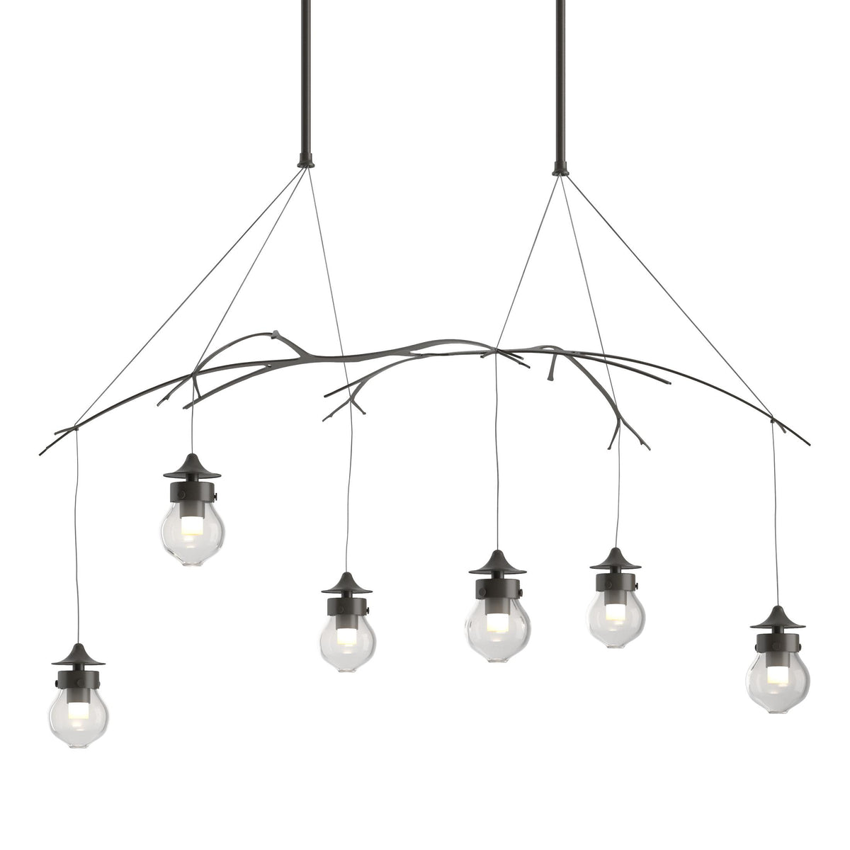 Hubbardton Forge 2018 Dark Smoke Clear Glass (ZM) Long Kiwi Pendant