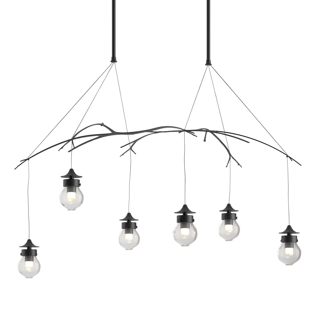 Hubbardton Forge 2018 Black Clear Glass (ZM) Long Kiwi Pendant