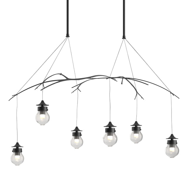 Hubbardton Forge 2018 Black Clear Glass (ZM) Long Kiwi Pendant