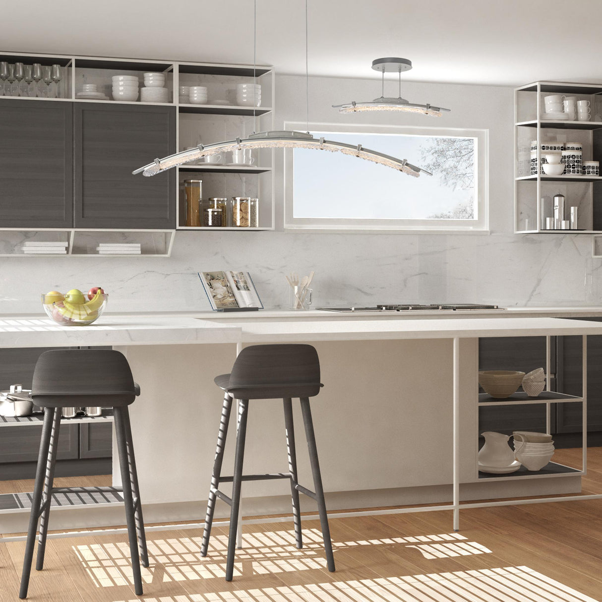 Hubbardton Forge 2023 Vintage Platinum Clear Glass (ZM) Standard Glissade Large LED Pendant