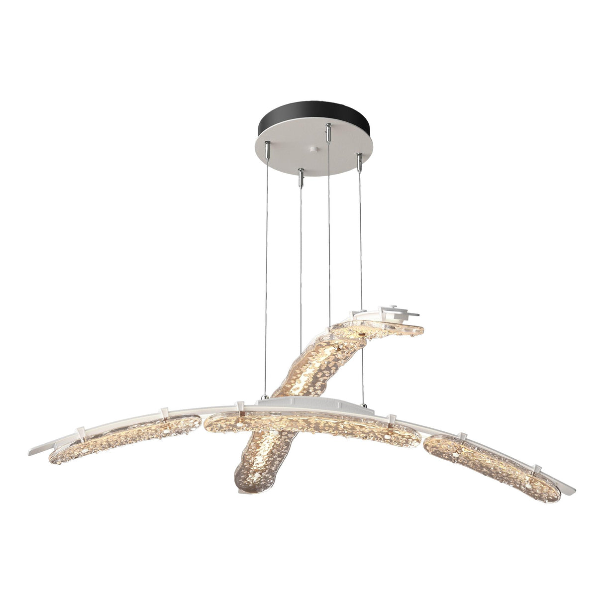 Hubbardton Forge 2023 White Clear Glass (ZM) Standard Glissade Double Large LED Pendant