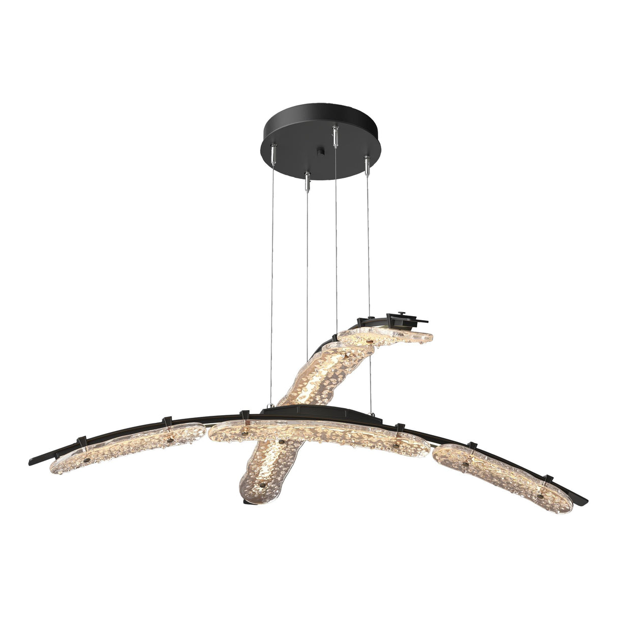 Hubbardton Forge 2023 Black Clear Glass (ZM) Standard Glissade Double Large LED Pendant