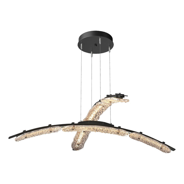 Hubbardton Forge 2023 Black Clear Glass (ZM) Standard Glissade Double Large LED Pendant