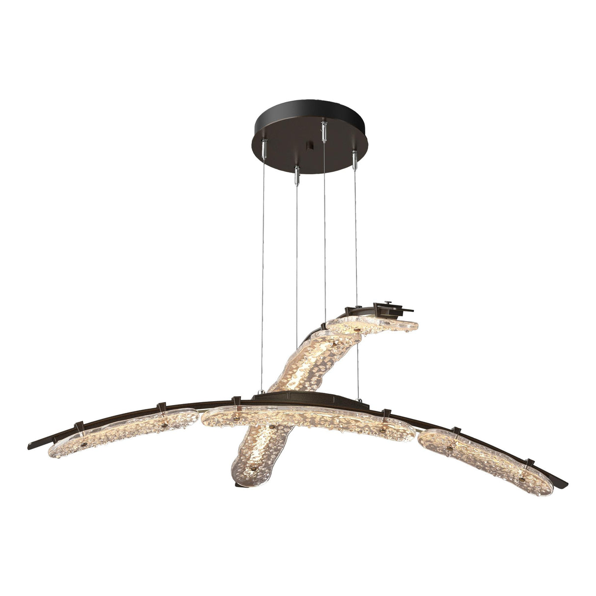Hubbardton Forge 2023 Oil Rubbed Bronze Clear Glass (ZM) Standard Glissade Double Large LED Pendant