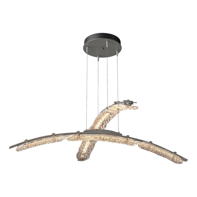 Hubbardton Forge 2023 Natural Iron Clear Glass (ZM) Standard Glissade Double Large LED Pendant