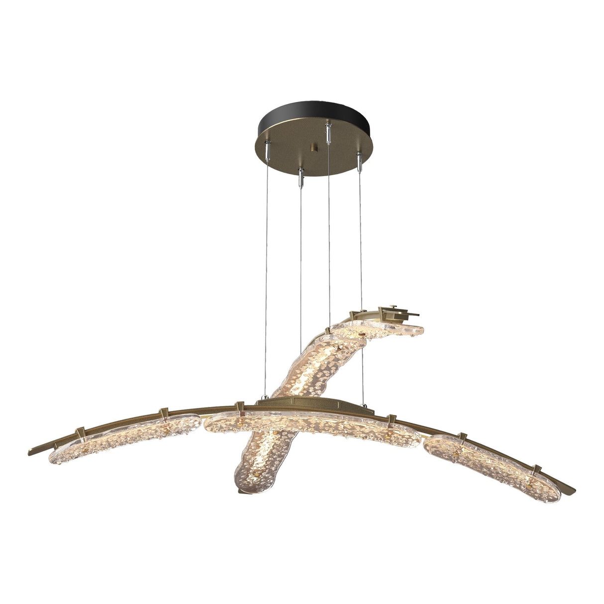 Hubbardton Forge 2023 Soft Gold Clear Glass (ZM) Standard Glissade Double Large LED Pendant