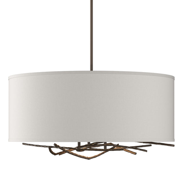 Hubbardton Forge 2012 Bronze Flax Shade (SE) Multi Brindille Drum Shade Pendant