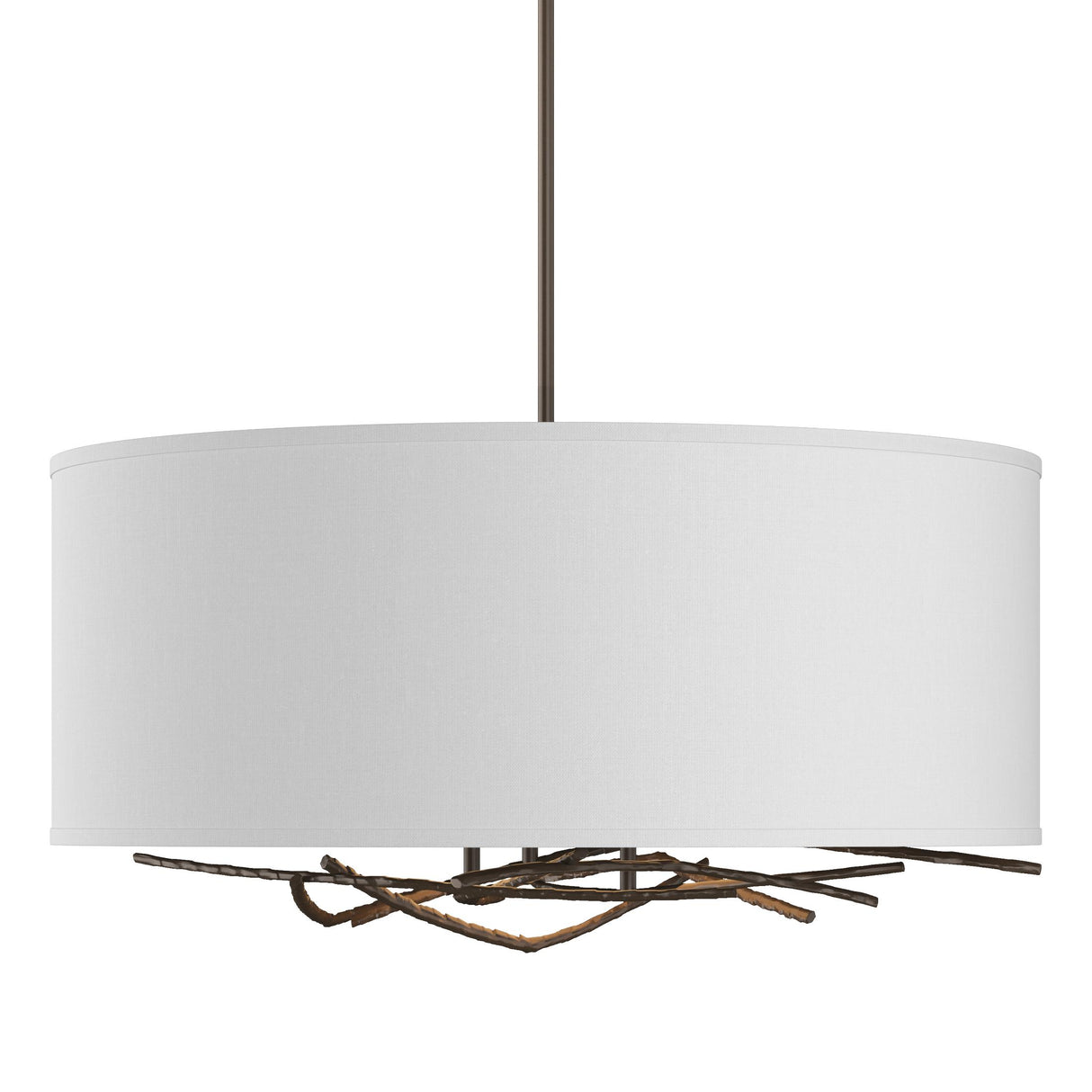 Hubbardton Forge 2012 Bronze Natural Anna Shade (SF) Multi Brindille Drum Shade Pendant