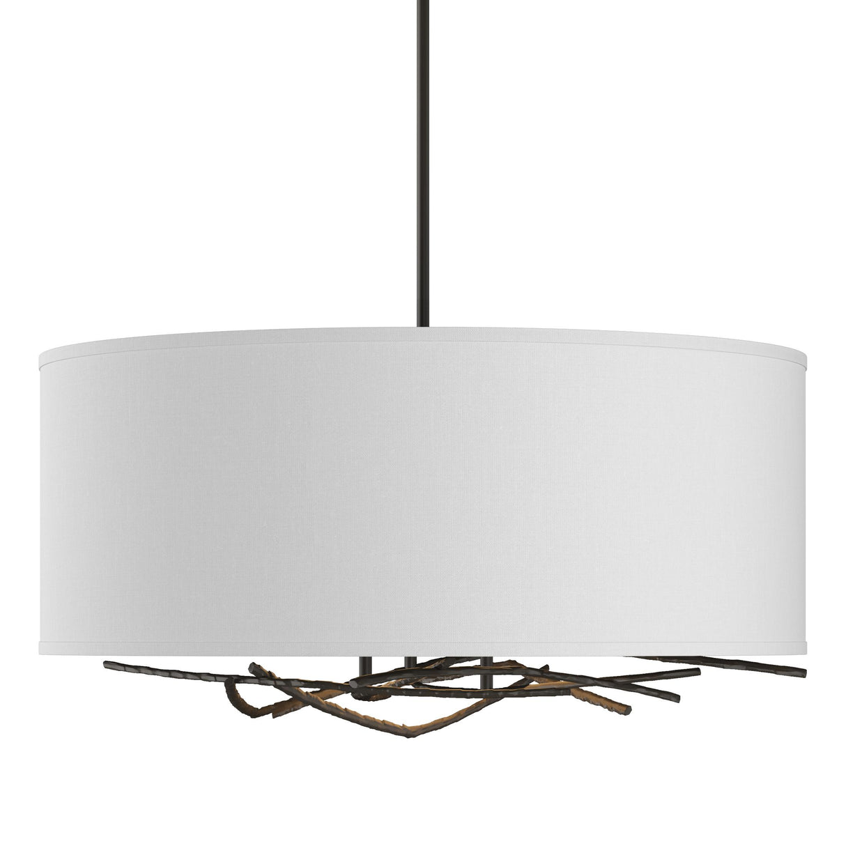 Hubbardton Forge 2012 Dark Smoke Natural Anna Shade (SF) Multi Brindille Drum Shade Pendant