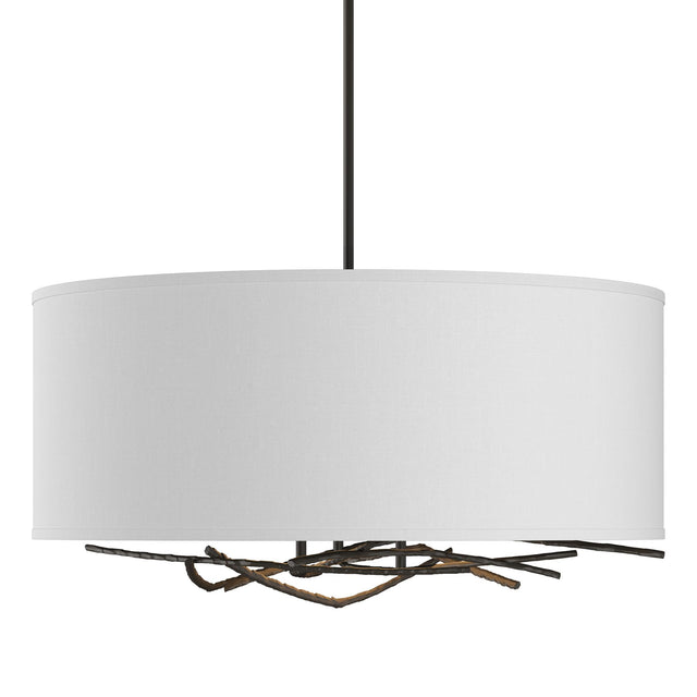 Hubbardton Forge 2012 Dark Smoke Natural Anna Shade (SF) Multi Brindille Drum Shade Pendant