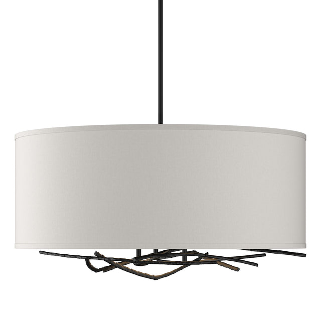 Hubbardton Forge 2012 Black Flax Shade (SE) Multi Brindille Drum Shade Pendant