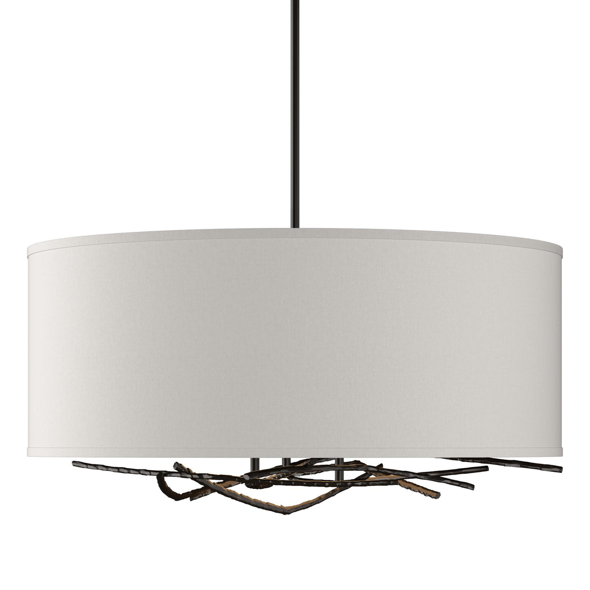 Hubbardton Forge 2012 Oil Rubbed Bronze Flax Shade (SE) Multi Brindille Drum Shade Pendant