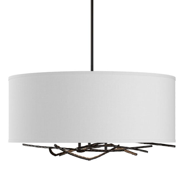 Hubbardton Forge 2012 Oil Rubbed Bronze Natural Anna Shade (SF) Multi Brindille Drum Shade Pendant