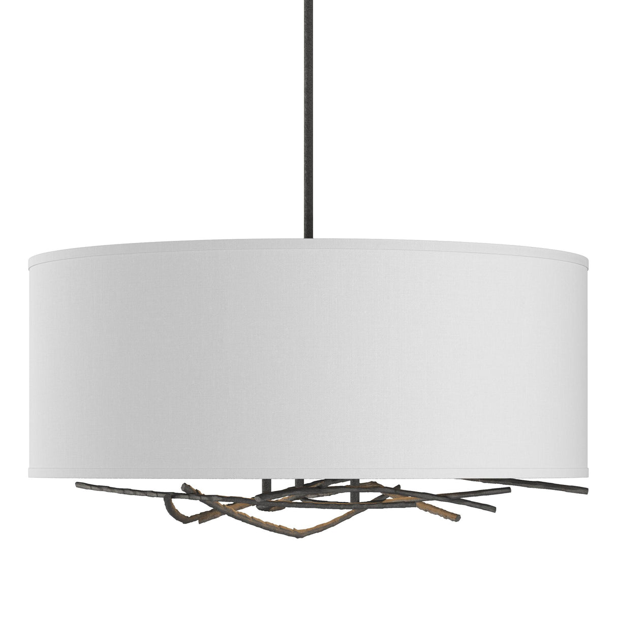 Hubbardton Forge 2012 Natural Iron Natural Anna Shade (SF) Multi Brindille Drum Shade Pendant