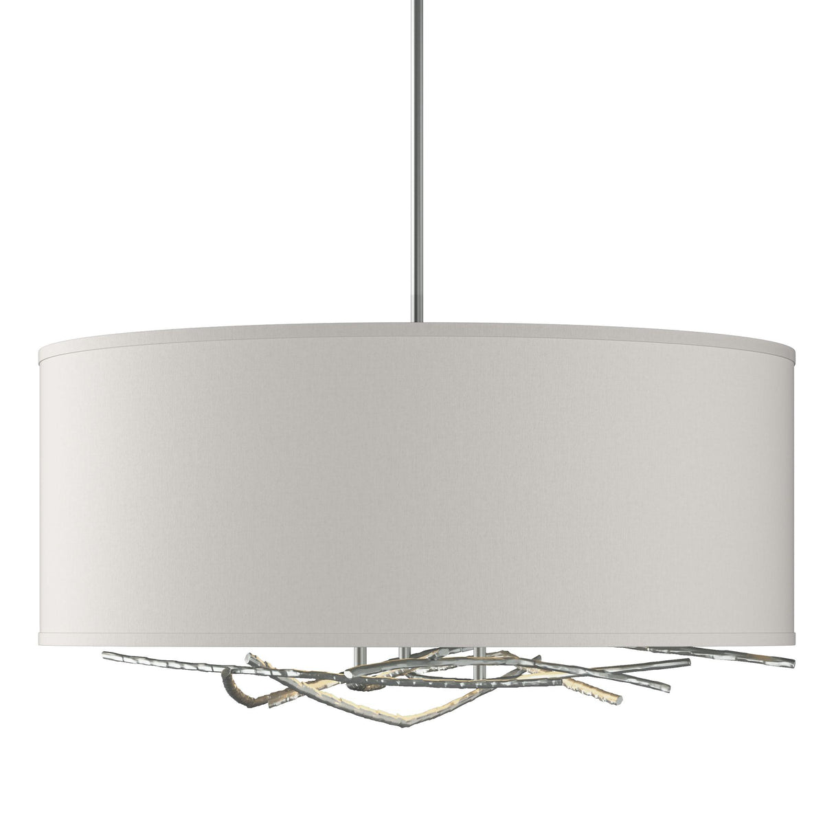Hubbardton Forge 2012 Vintage Platinum Flax Shade (SE) Multi Brindille Drum Shade Pendant