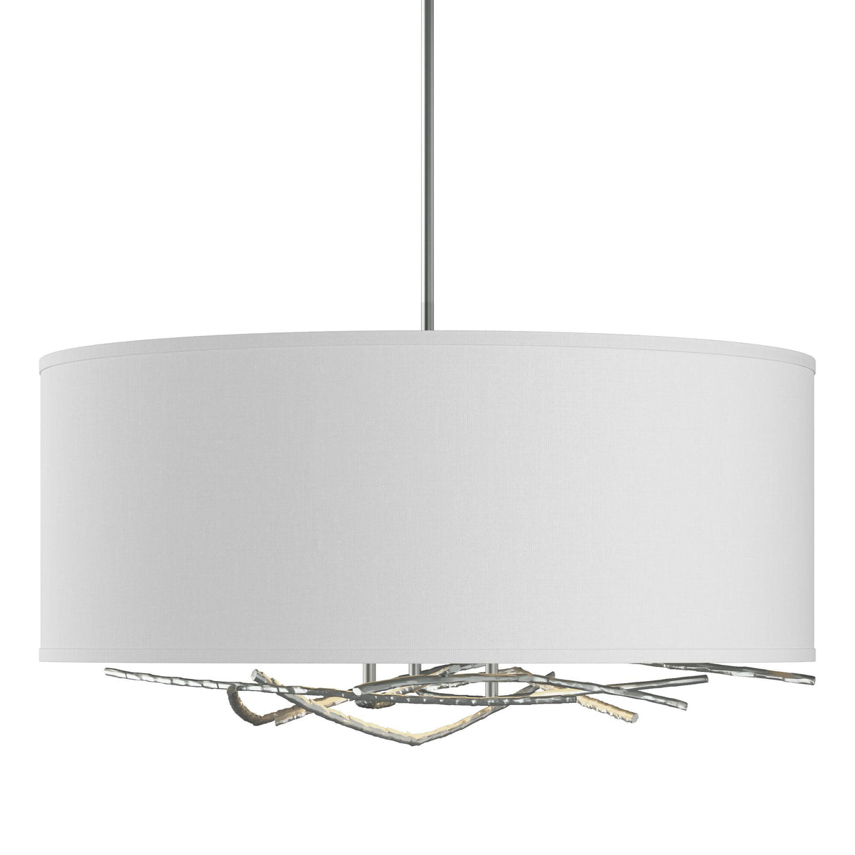 Hubbardton Forge 2012 Vintage Platinum Natural Anna Shade (SF) Multi Brindille Drum Shade Pendant