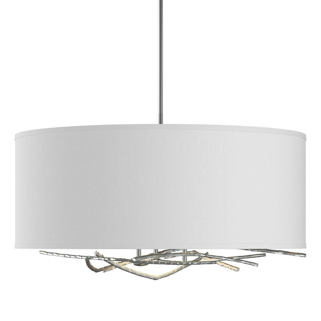 Hubbardton Forge 2012 Vintage Platinum Natural Anna Shade (SF) Multi Brindille Drum Shade Pendant