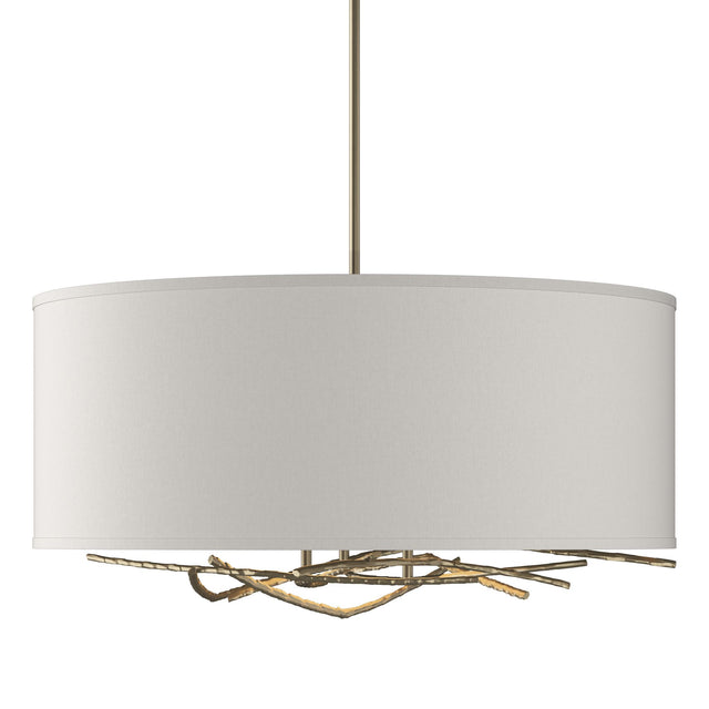 Hubbardton Forge 2012 Soft Gold Flax Shade (SE) Multi Brindille Drum Shade Pendant