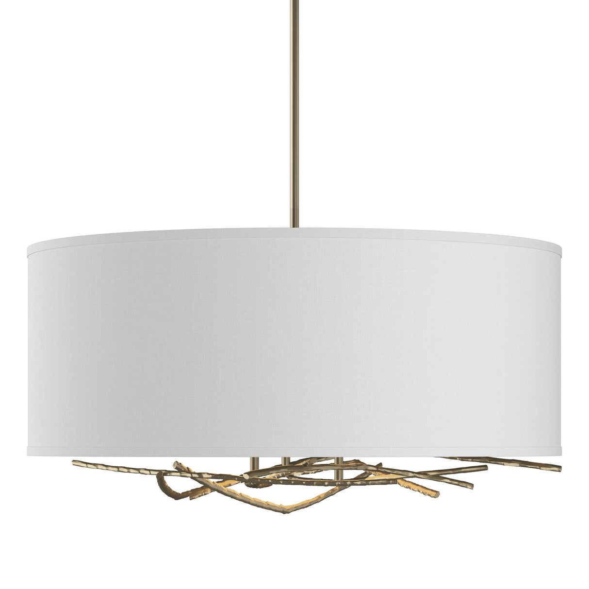 Hubbardton Forge 2012 Soft Gold Natural Anna Shade (SF) Multi Brindille Drum Shade Pendant