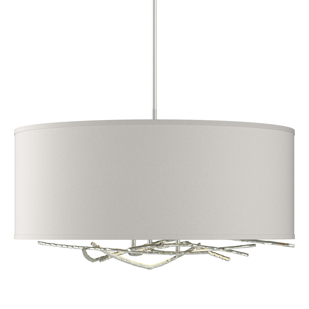 Hubbardton Forge 2012 Sterling Flax Shade (SE) Multi Brindille Drum Shade Pendant