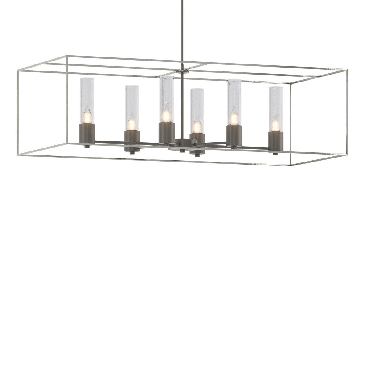 Hubbardton Forge 2018 Dark Smoke Sterling Seeded Clear Glass (II) Multi Portico Pendant