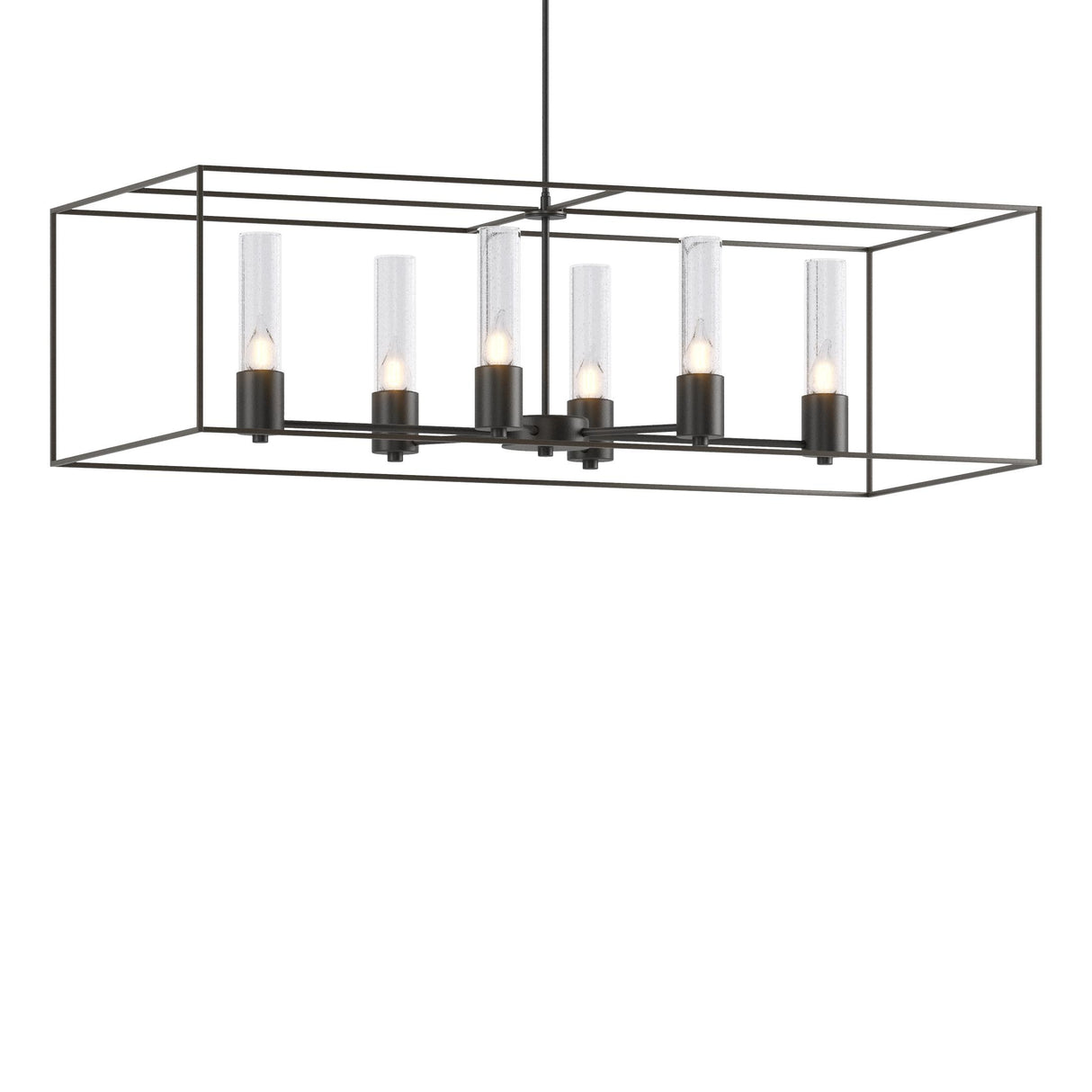 Hubbardton Forge 2018 Black Dark Smoke Seeded Clear Glass (II) Multi Portico Pendant