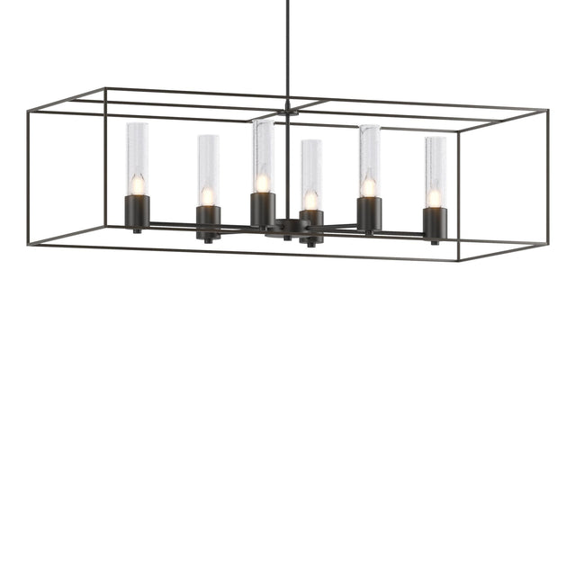 Hubbardton Forge 2018 Black Dark Smoke Seeded Clear Glass (II) Multi Portico Pendant