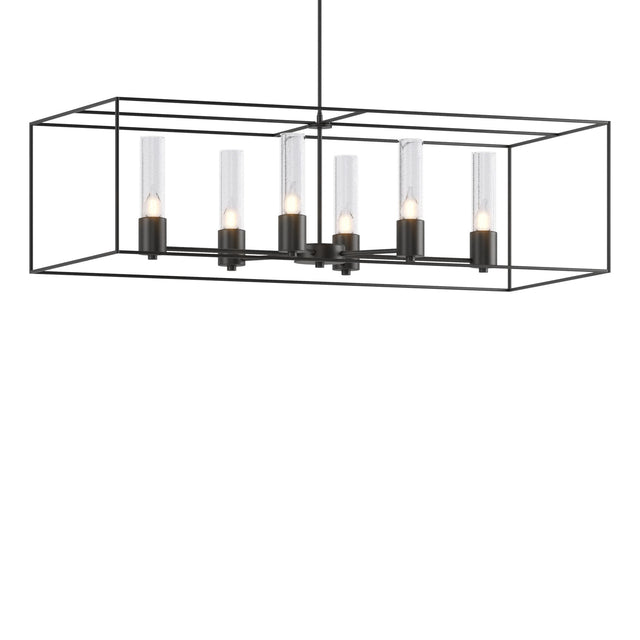 Hubbardton Forge 2018 Black Black Seeded Clear Glass (II) Multi Portico Pendant