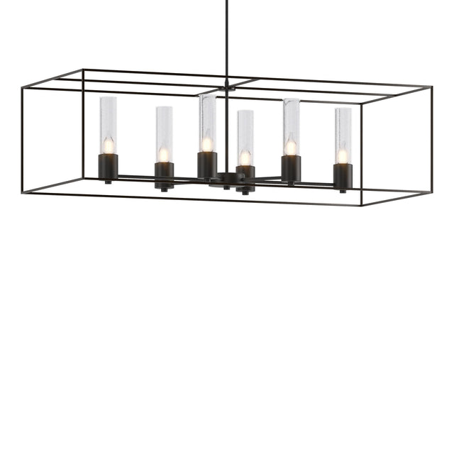 Hubbardton Forge 2018 Black Oil Rubbed Bronze Seeded Clear Glass (II) Multi Portico Pendant