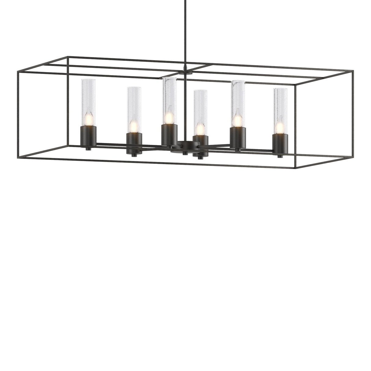 Hubbardton Forge 2018 Black Natural Iron Seeded Clear Glass (II) Multi Portico Pendant