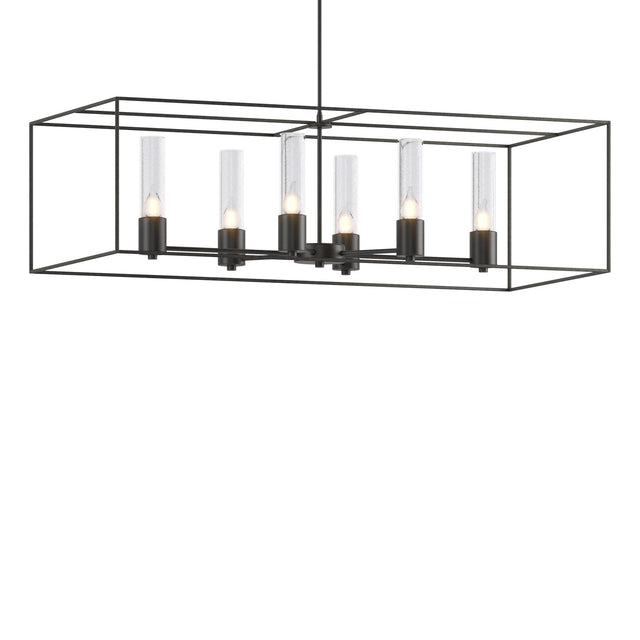 Hubbardton Forge 2018 Black Natural Iron Seeded Clear Glass (II) Multi Portico Pendant