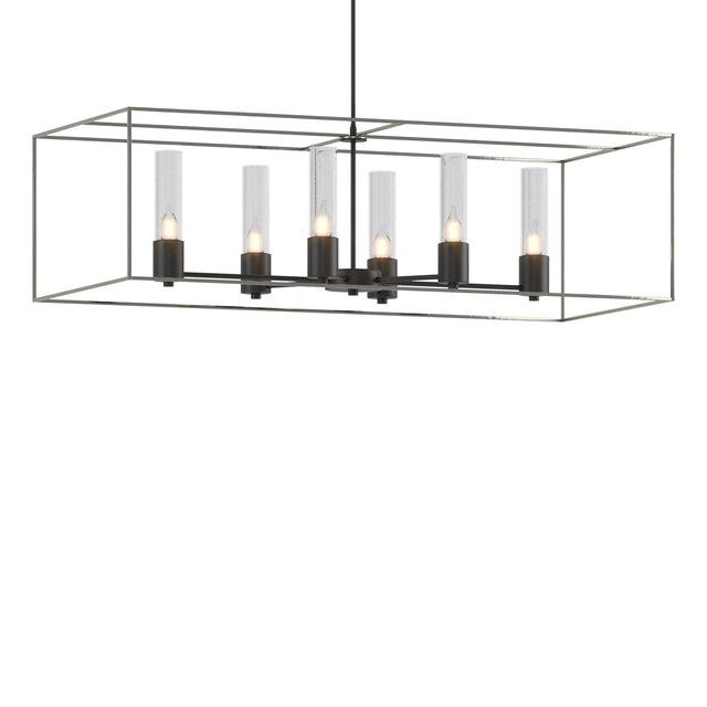 Hubbardton Forge 2018 Black Sterling Seeded Clear Glass (II) Multi Portico Pendant