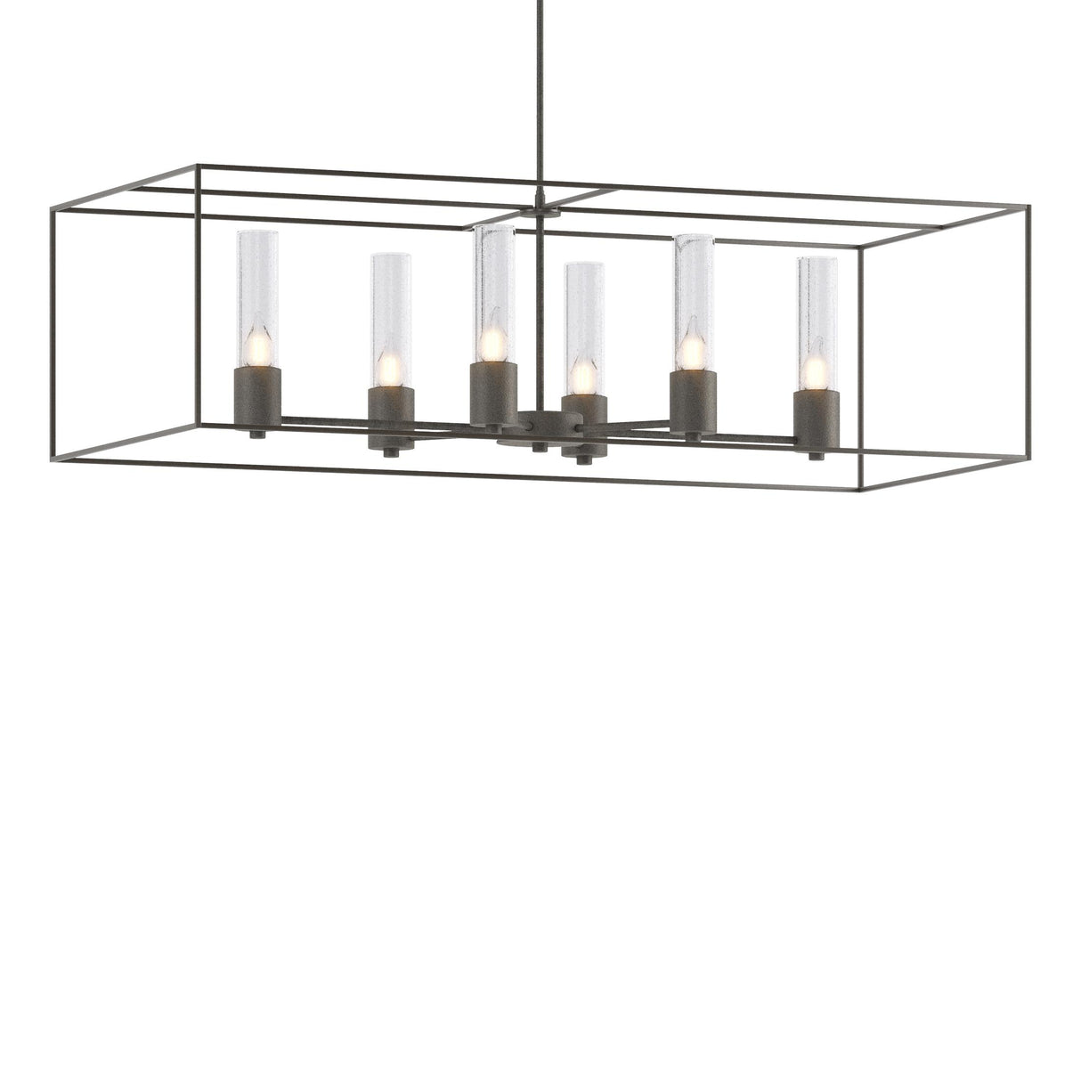 Hubbardton Forge 2018 Natural Iron Dark Smoke Seeded Clear Glass (II) Multi Portico Pendant