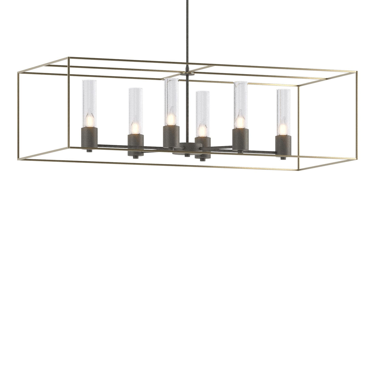 Hubbardton Forge 2018 Natural Iron Soft Gold Seeded Clear Glass (II) Multi Portico Pendant