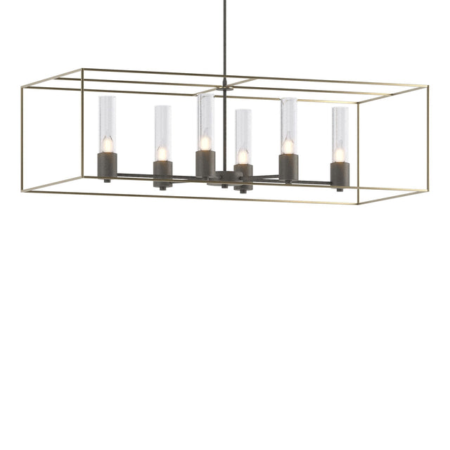 Hubbardton Forge 2018 Natural Iron Soft Gold Seeded Clear Glass (II) Multi Portico Pendant