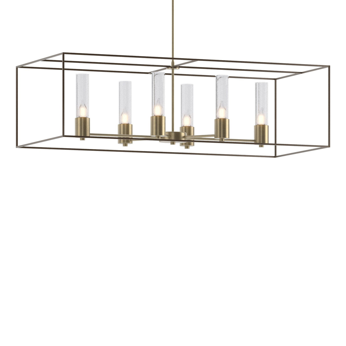 Hubbardton Forge 2018 Soft Gold Bronze Seeded Clear Glass (II) Multi Portico Pendant