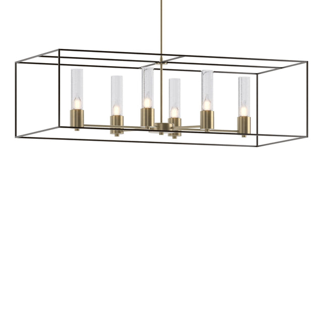 Hubbardton Forge 2018 Soft Gold Oil Rubbed Bronze Seeded Clear Glass (II) Multi Portico Pendant